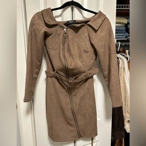 Suede Moto Dress